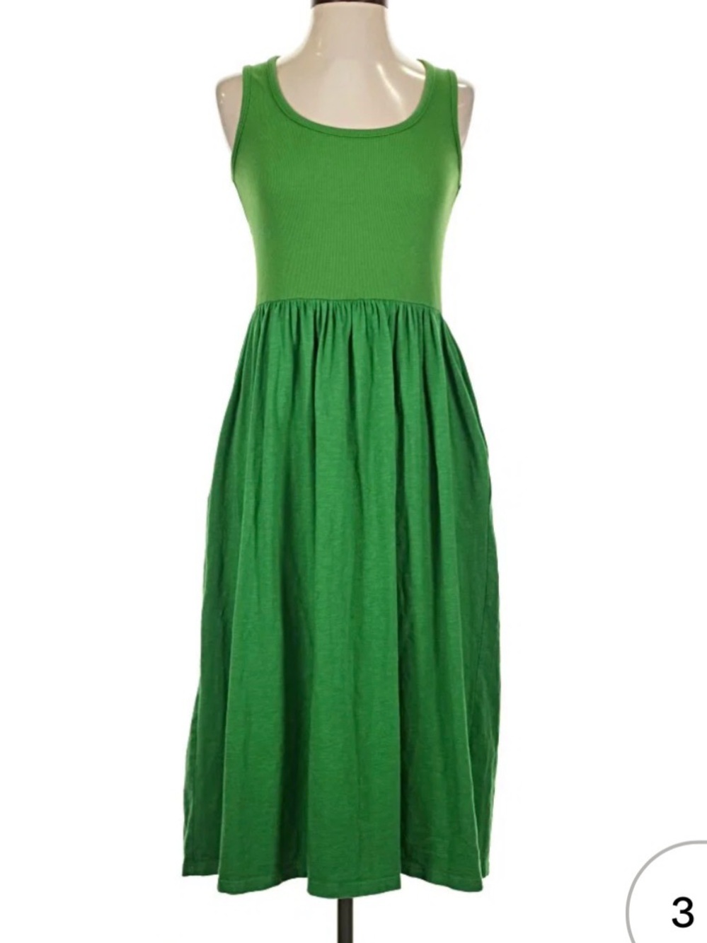 Sundry Green Sleeveless Ribbed Bodice Midi Dress Size M